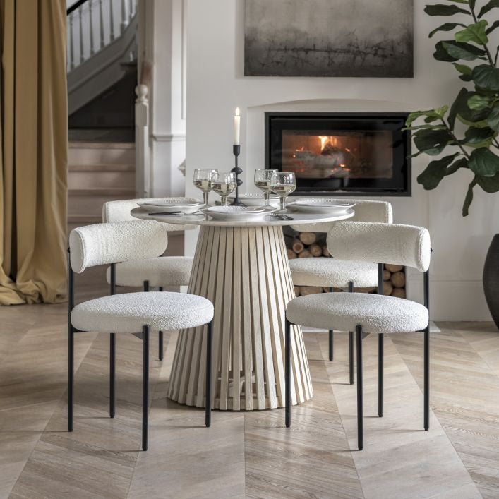 Circa upholstered curved dining chair set of 2 with black metal frame | malletandplane.com