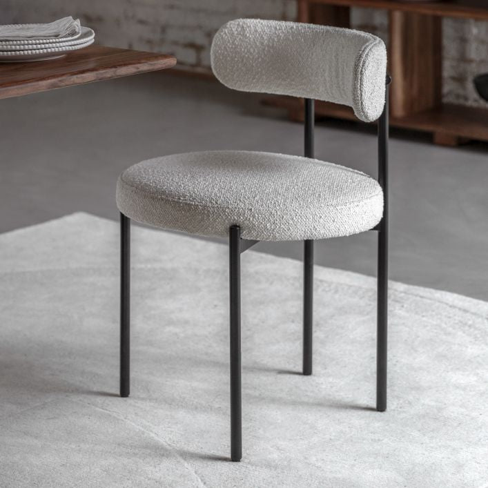 Circa upholstered curved dining chair set of 2 with black metal frame | malletandplane.com