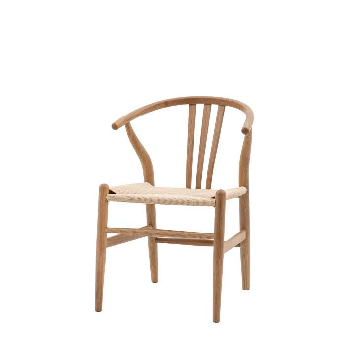 Burnham set of 2 dining chairs in either natural or black stained wood with wishbone back and handwoven kraft seat | malletandplane.com