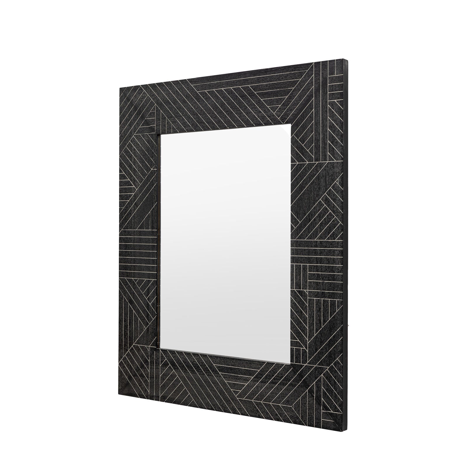 Natori Rectangular wall mirror with geometric frame | malletandplane.com