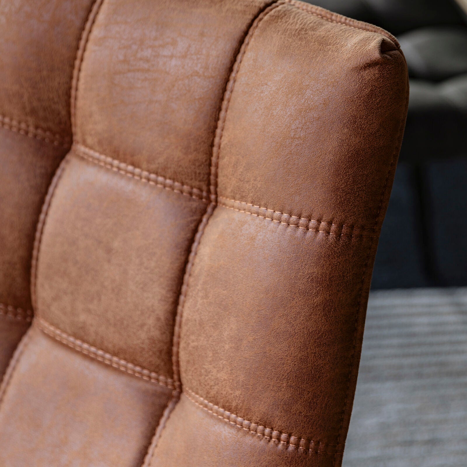 Sigmund set of 2 dining chairs in brown distressed faux leather | MalletandPlane.com