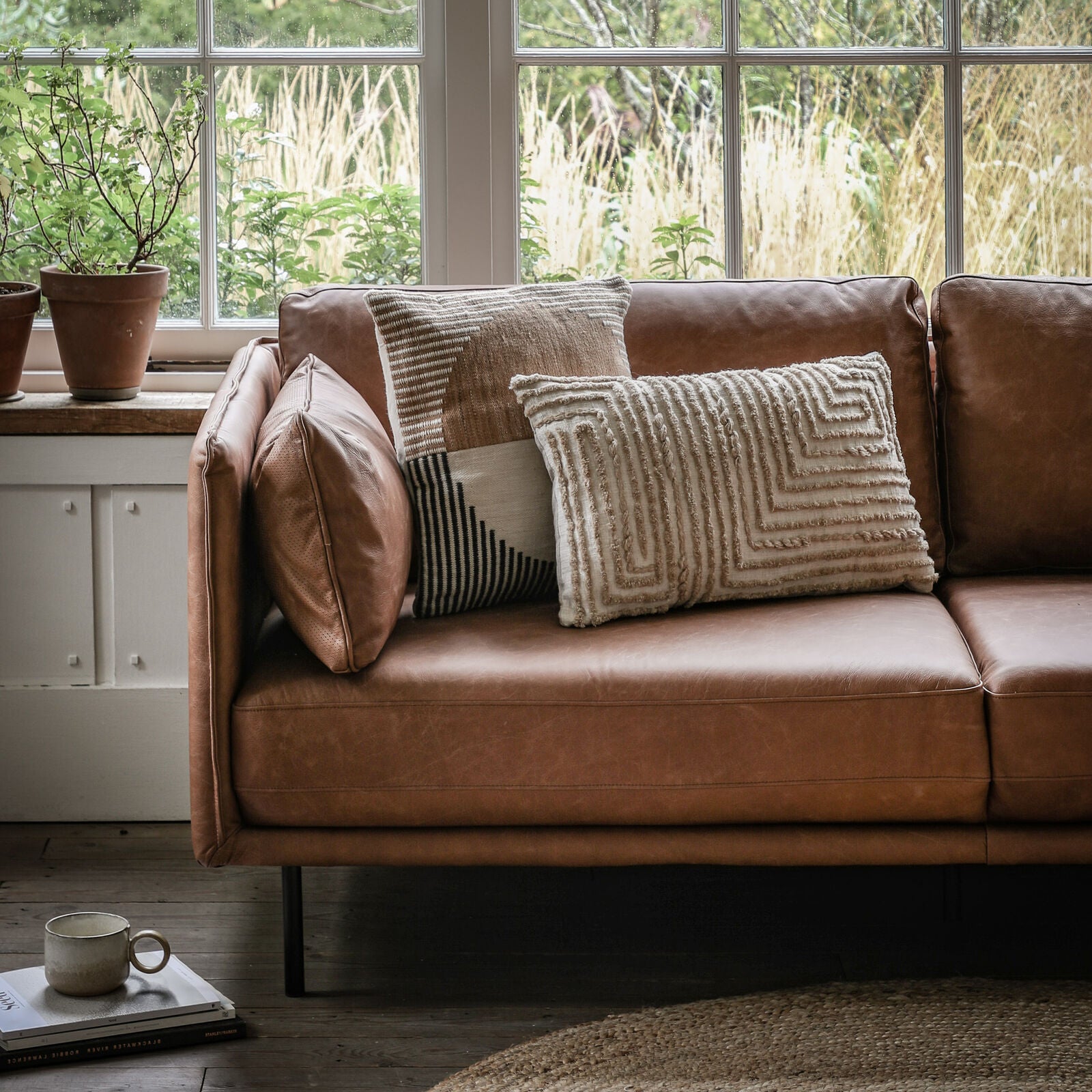 Teddy 3 seater leather sofa with metal legs | malletandplane.com