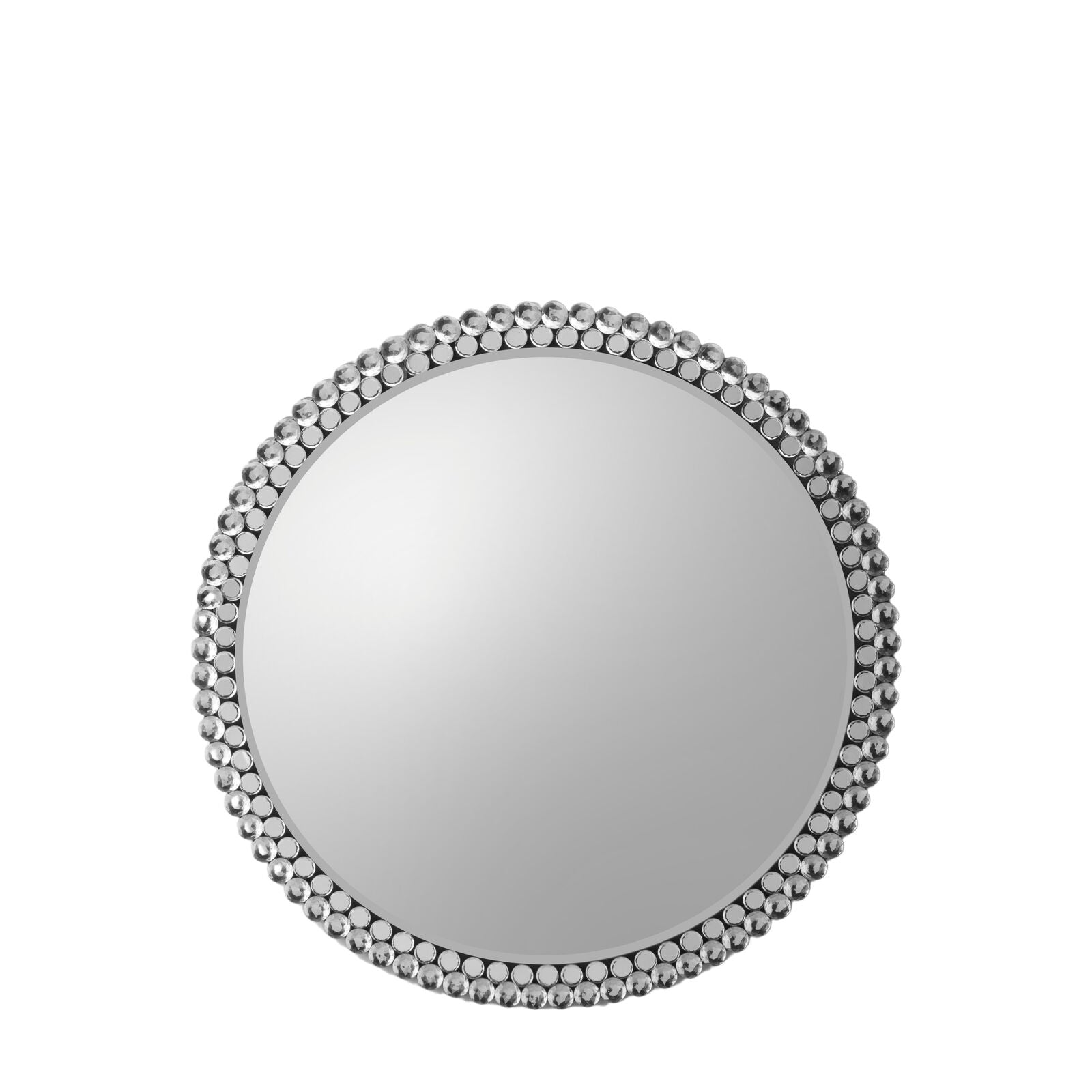 Tamara round bevelled wall mirror with decorative frame | malletandplane.com