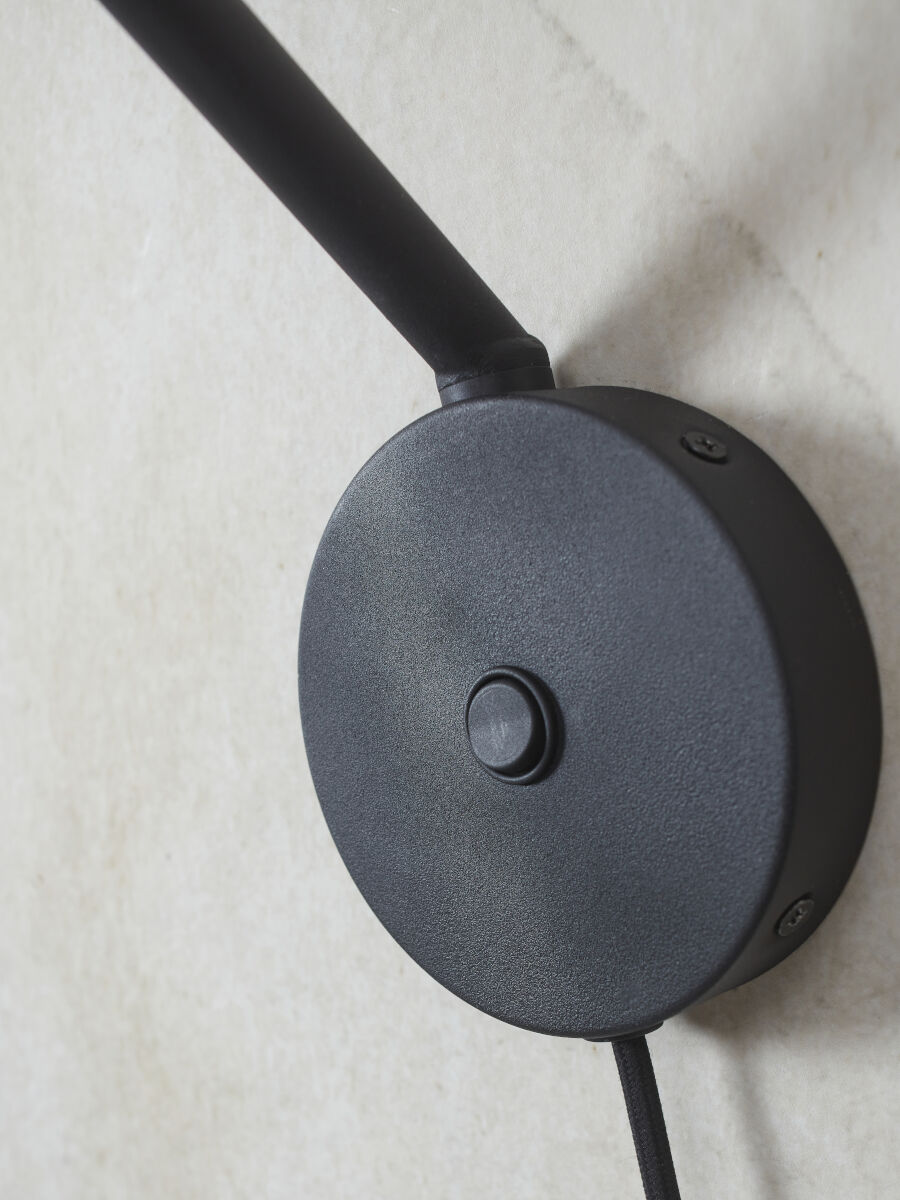 Bordeaux adjustable plug in wall light in black finish | malletandplane.com