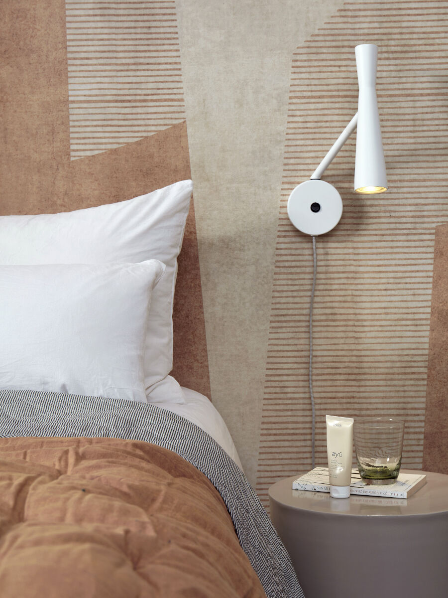 Bordeaux adjustable plug in wall light in white finish | malletandplane.com