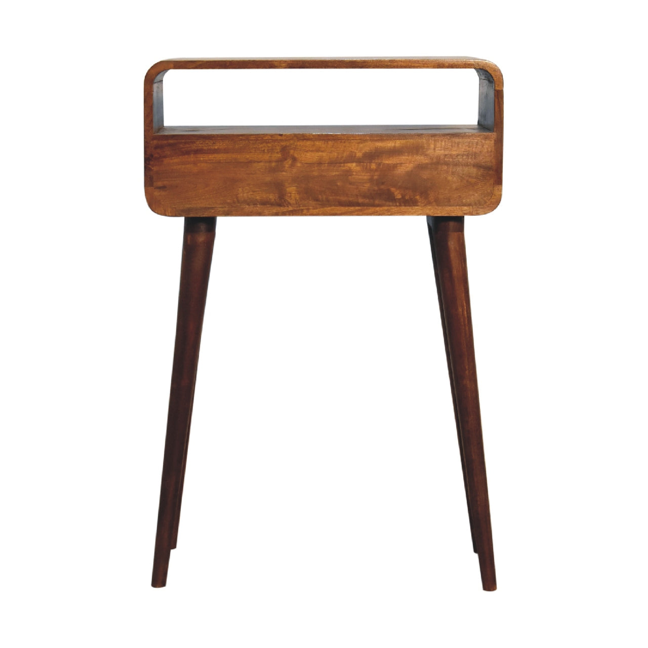 Century 1 Drawer handmade solid wood small console table in deep chestnut finish | malletandplane.com