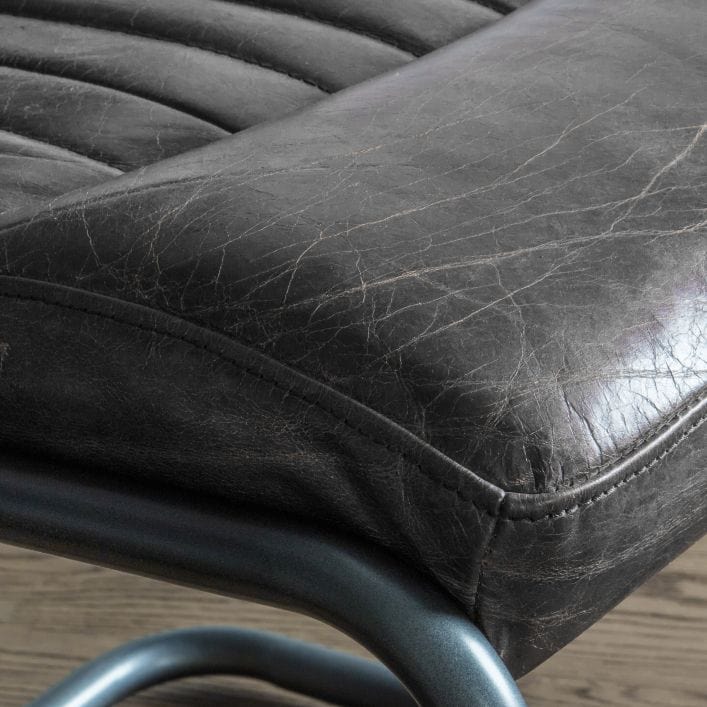 Capri Dining Chair in Ebony Vintage Top Grain Leather | MalletandPlane.com
