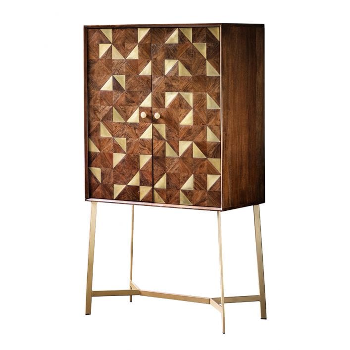Clift Drinks Cabinet with interior fittings and brass inlaid doors  | MalletandPlane.com